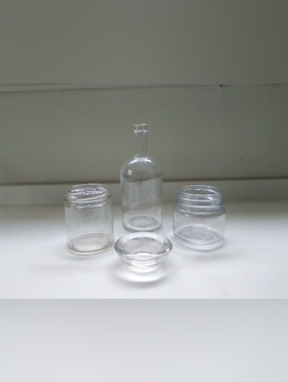 Clear Glass Bottle and Jars Set - 4 Pieces